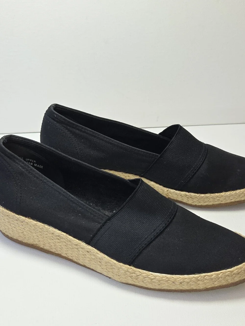 Garden Sport Black Espadrille Wedge Slip On Shoes Women's 8W Wide